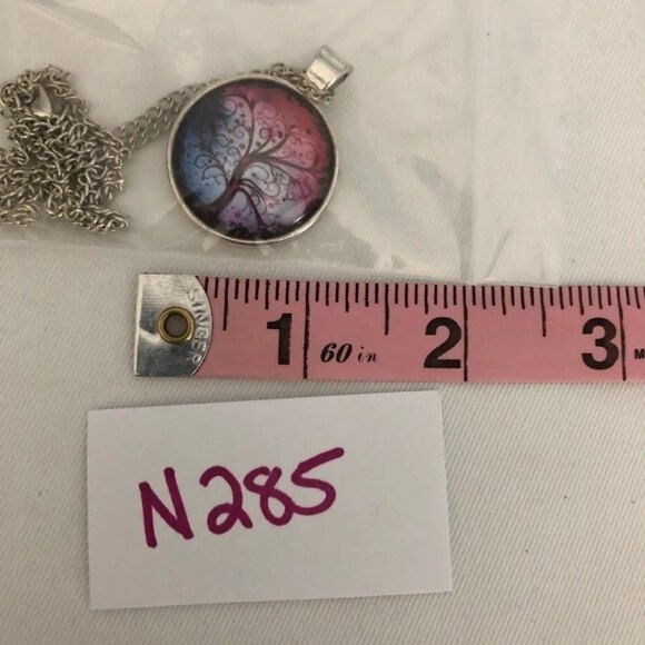 Tree of Life Pendant Purple Blue Silver Tone - Picture 4 of 5